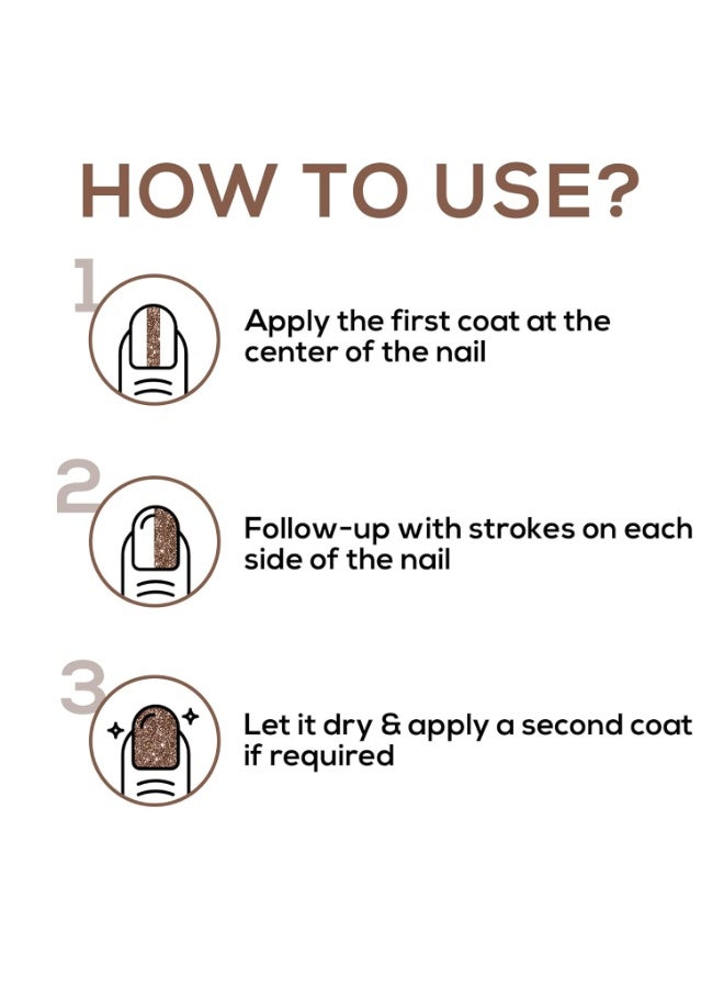 RENEE Glitterati Nail Paint - Rose Beige 10ml | Quick Drying, Glittery Finish, Long Lasting, Chip resisting Formula with High Glitter & Full Coverage | Acetone & Paraben Free - Image 3